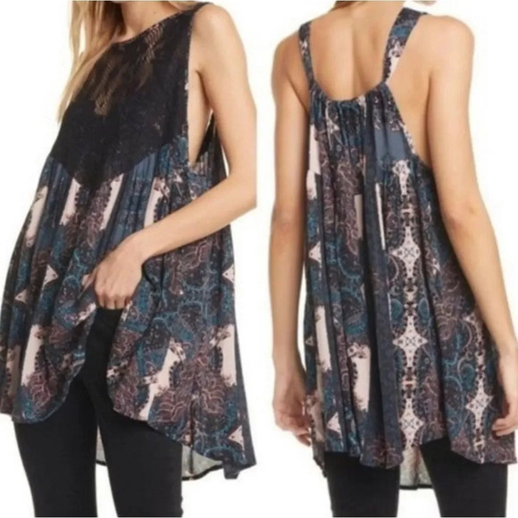 Free People Tops - FREE PEOPLE COUNT Me In Trapeze black combo tunic